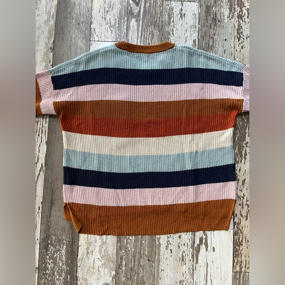 Madewell Thompson Pocket Pullover Sweater in Rainbow Stripe Size Medium - Picture 8 of 8
